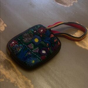 Floral Embroidered Wristlet